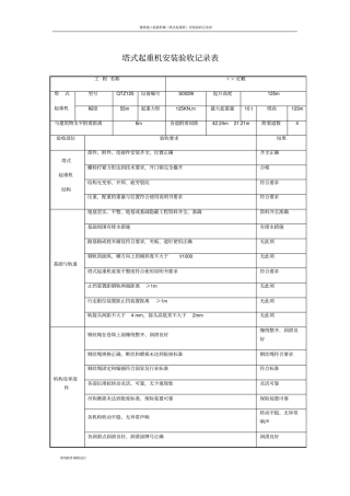 塔吊安装验收记录表06960