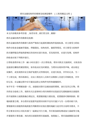 塔吊金属结构件的维修及检测是哪些工程类精品文档