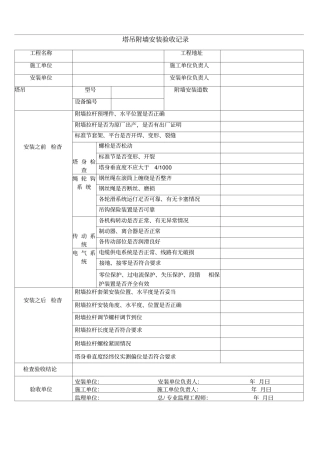 塔吊附墙安装验收记录