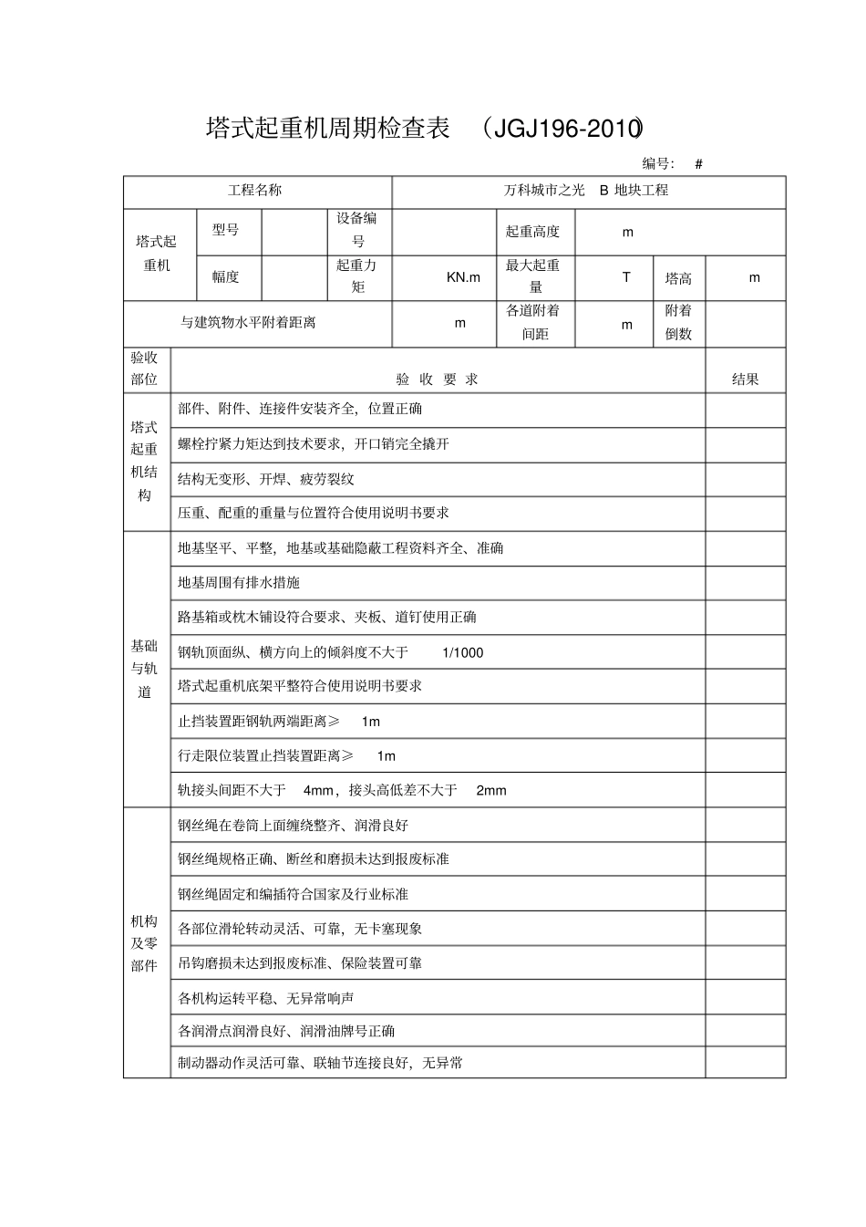 塔式起重机周期检查表JGJ1962010_第1页