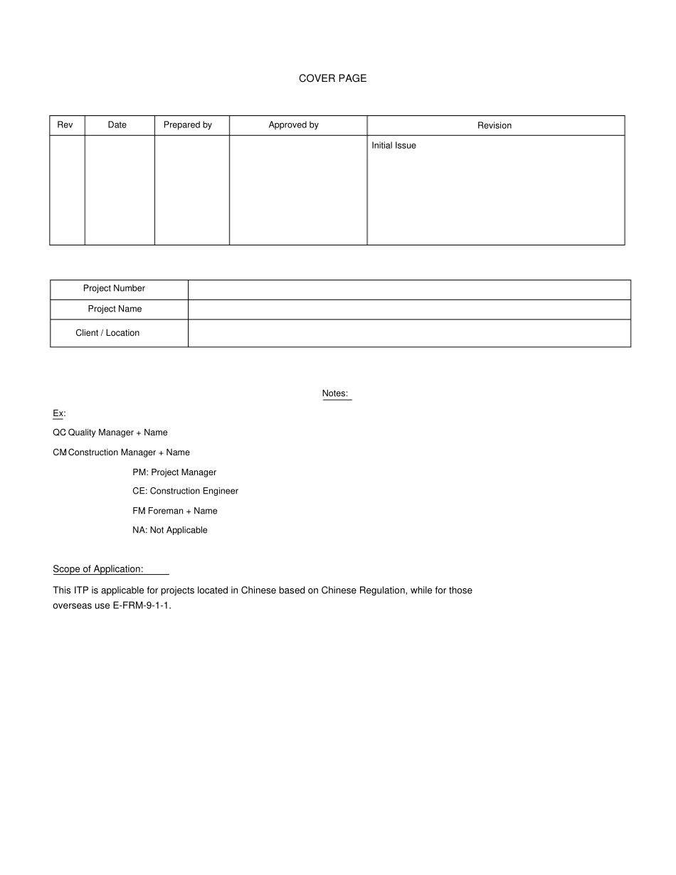 外企工程管理公司土建管理InspectionandTestPlanforCivilWork_第1页