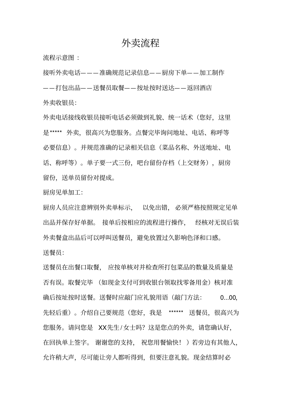 外卖流程及规范_第1页