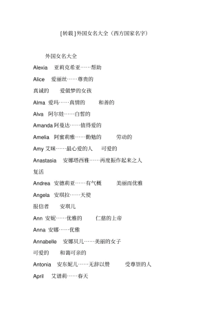 外国女名大全