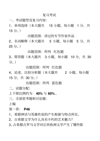 外国文学复习考试汇总