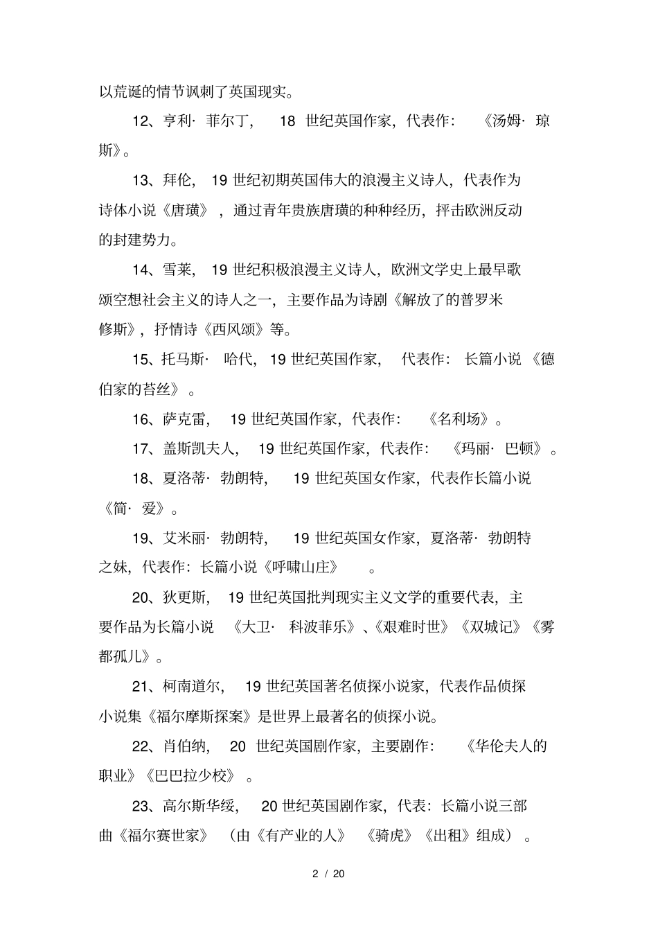 外国文学常识复习题_第2页