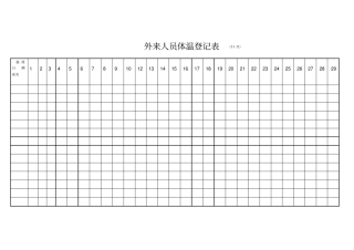 外来人员体温登记表