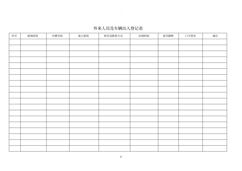 外来人员及车辆出入登记表_第2页