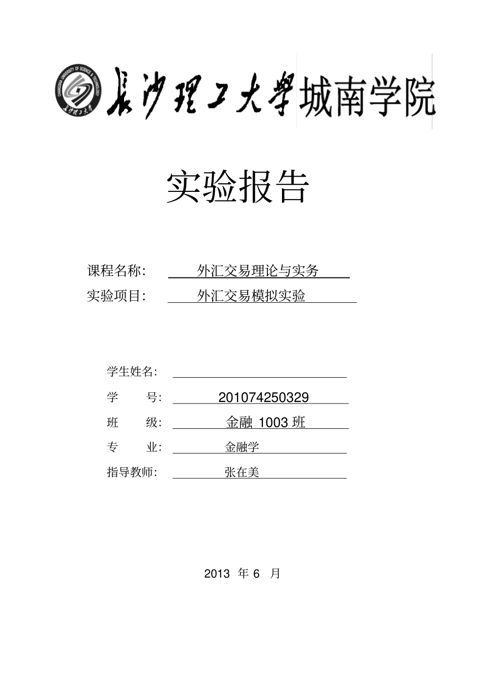 外汇交易模拟试验报告_第1页