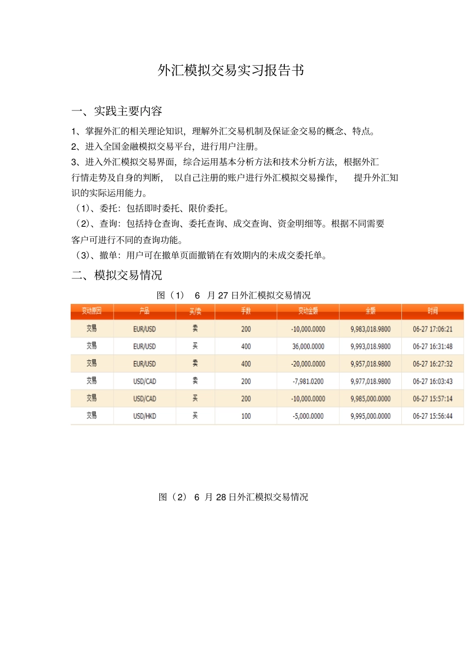 外汇模拟交易实习报告_第1页