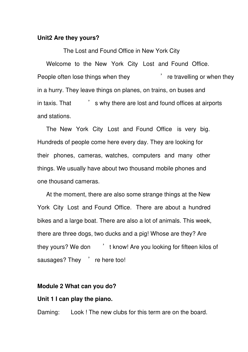 外研新版七年级下英语课文_第2页