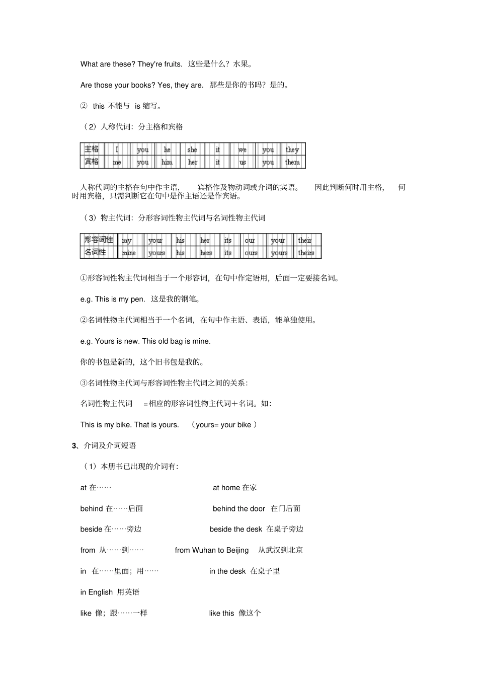 外研版初中英语七年级上Module6复习学案含基础练习题_第3页