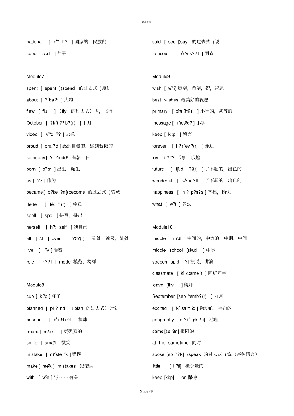 外研版小学英语三年级起点六年级下册单词表带音标_第2页