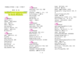 外研版小学英语三起六年级下册单词表含音标