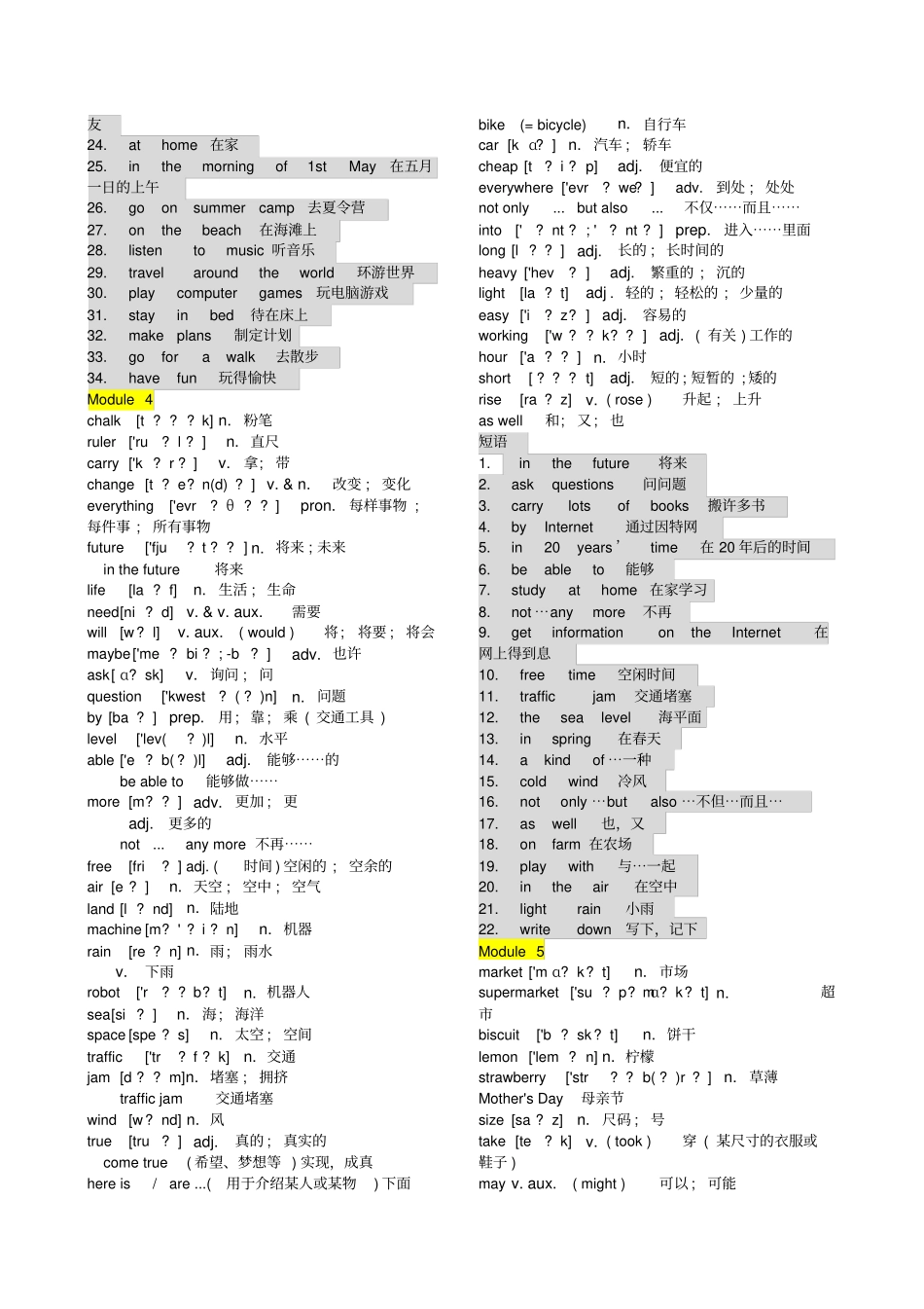 外研版英语七年级下词汇及重点短语表_第3页