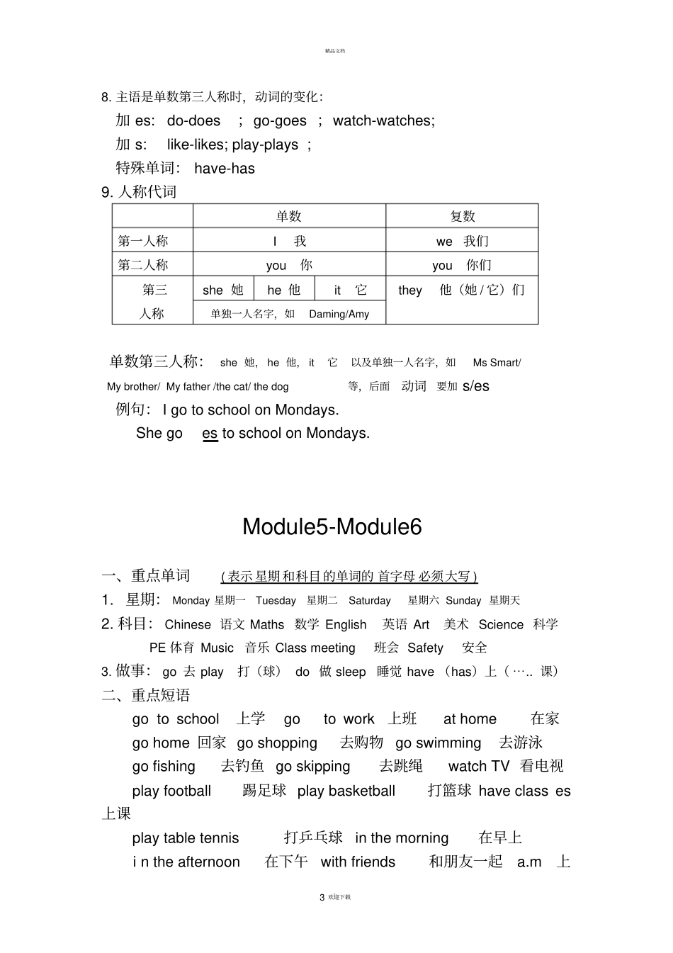 外研版英语三下册期末复习知识点归纳_第3页