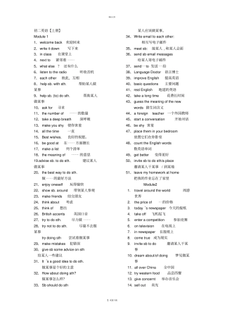 外研版英语中考必考短语集锦