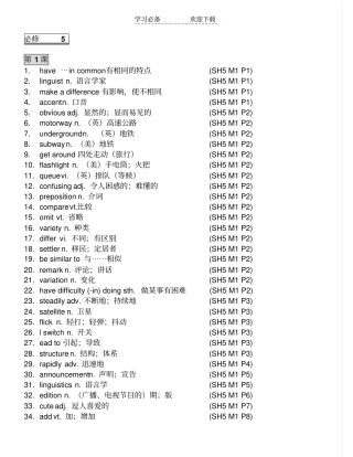 外研版高中必修五英语全部单词