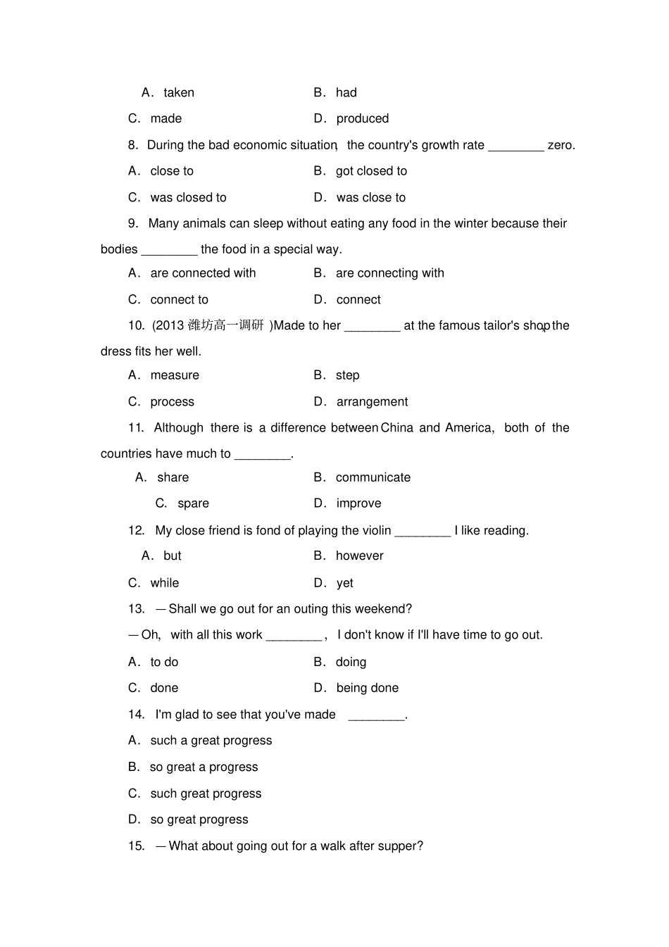 外研版高中英语必修三综合检测二_第2页