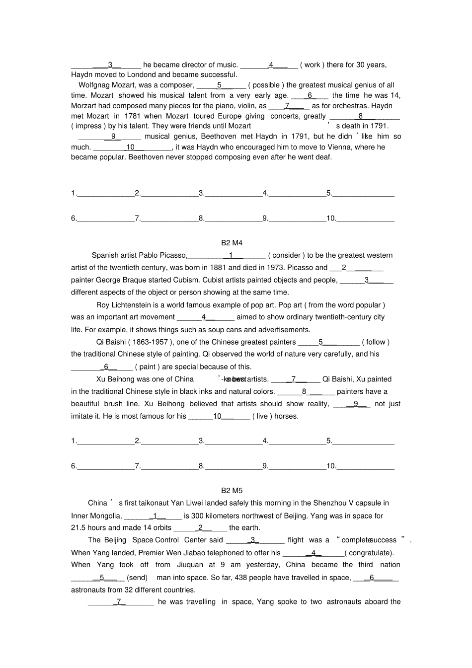 外研版高中英语语法填空第二册_第2页
