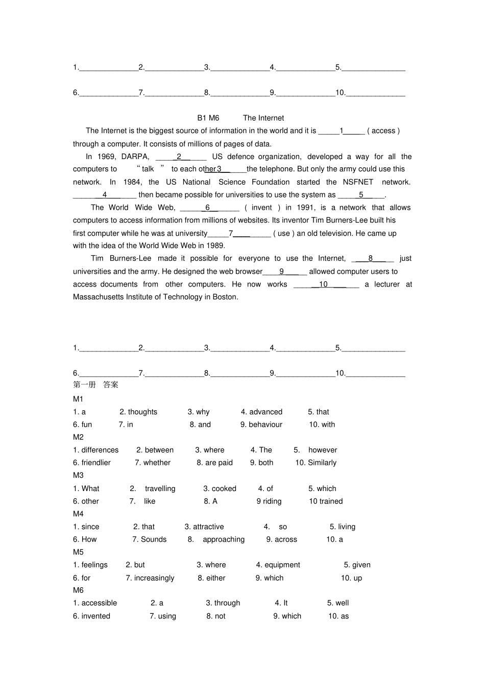 外研版高中英语语法填空第一册_第3页