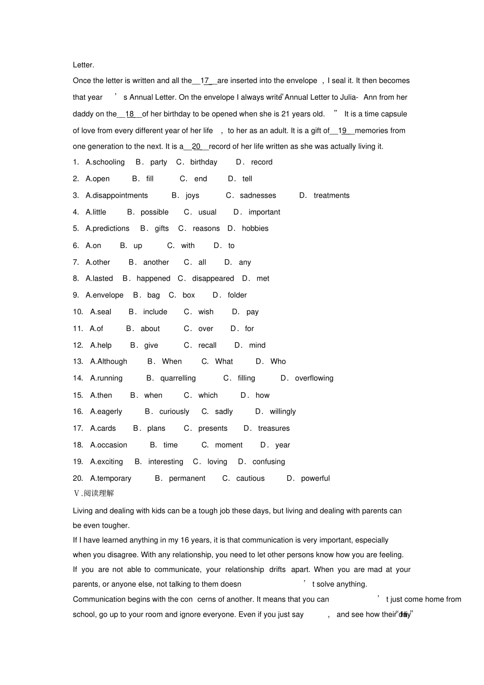 外研版高中英语选修六Module3InterpersonalRelationshipsPeriodThree同步测试_第3页
