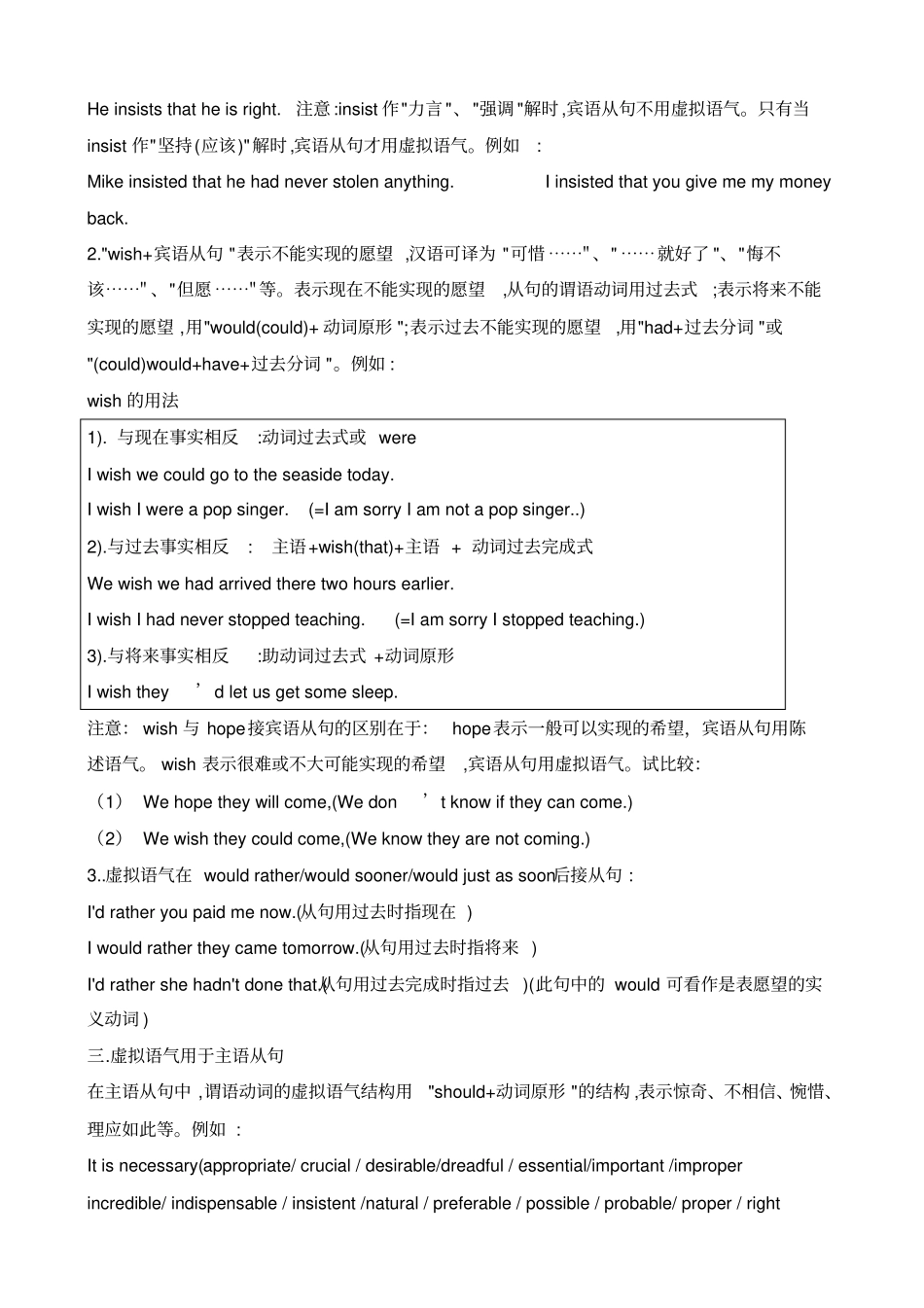 外研版高中英语选修六虚拟语气的用法及专项练习题_第3页