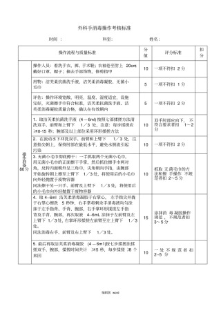 外科手消毒操作考核标准表