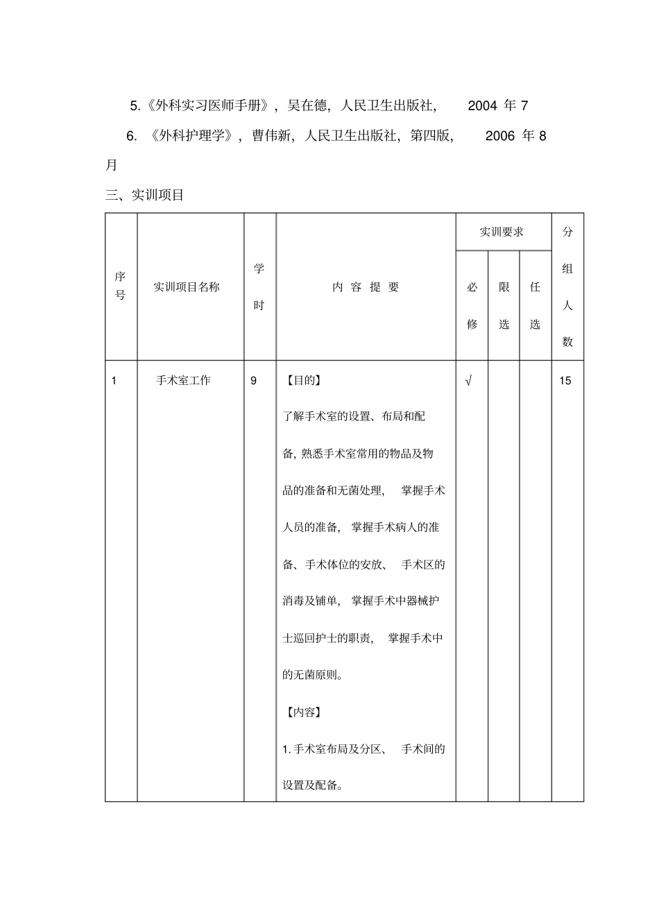 外科护理学实训教学大纲_第2页