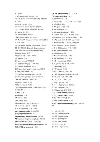 外贸合同词汇整理