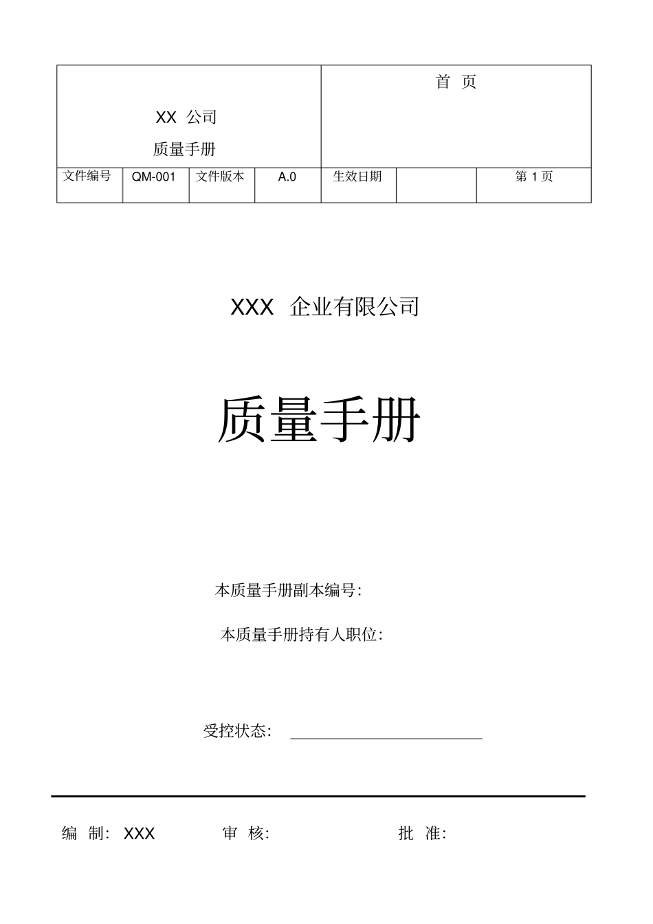 外贸型企业质量手册_第1页