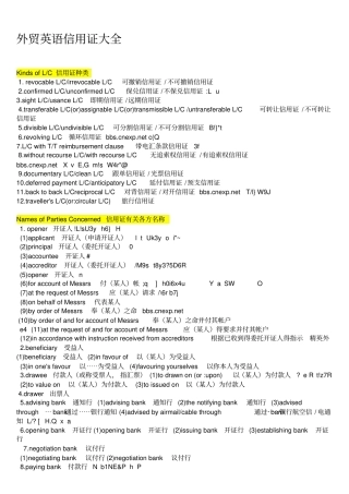 外贸英语信用证专业用语