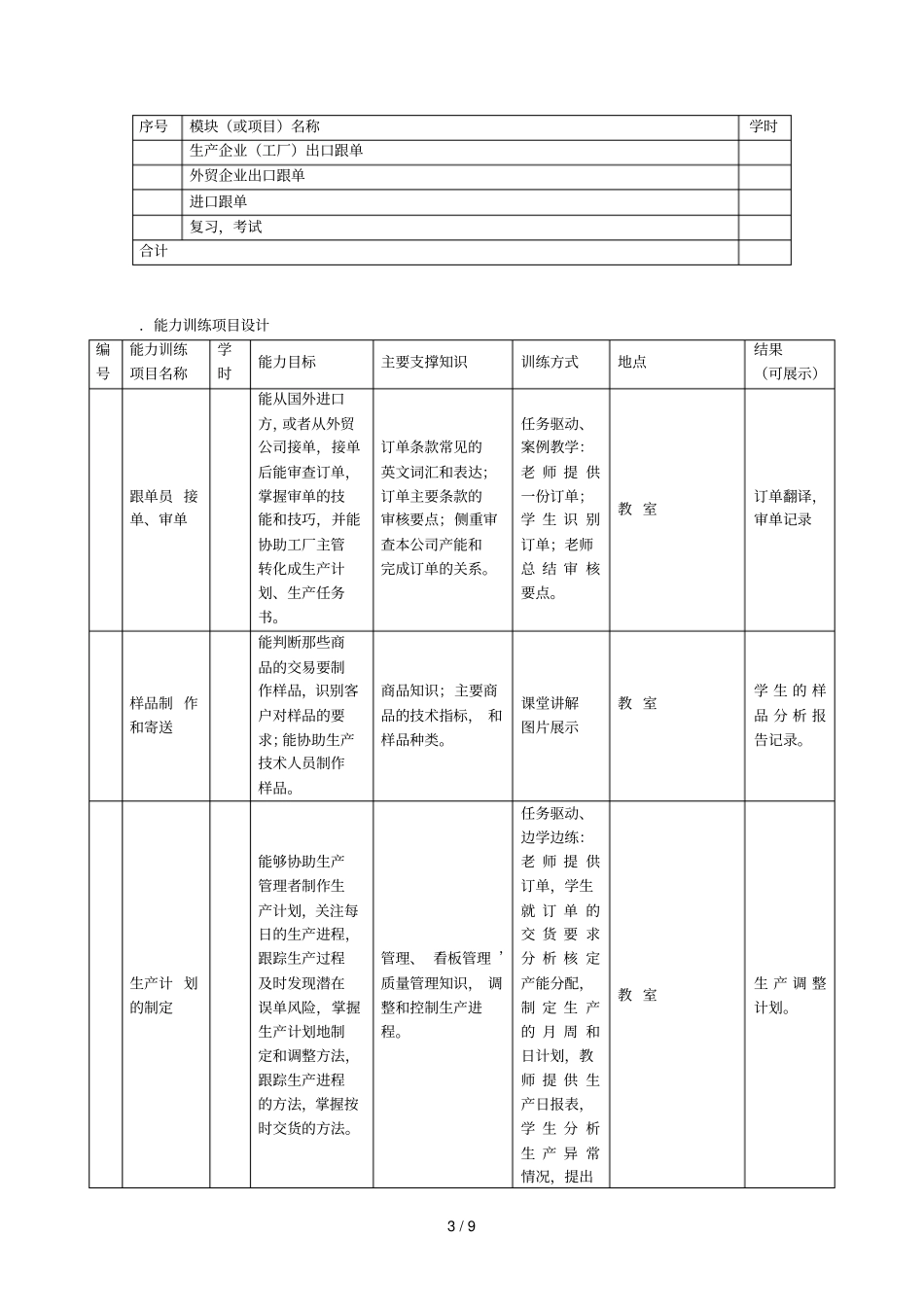 外贸跟单项目课程整体教学设计_第3页