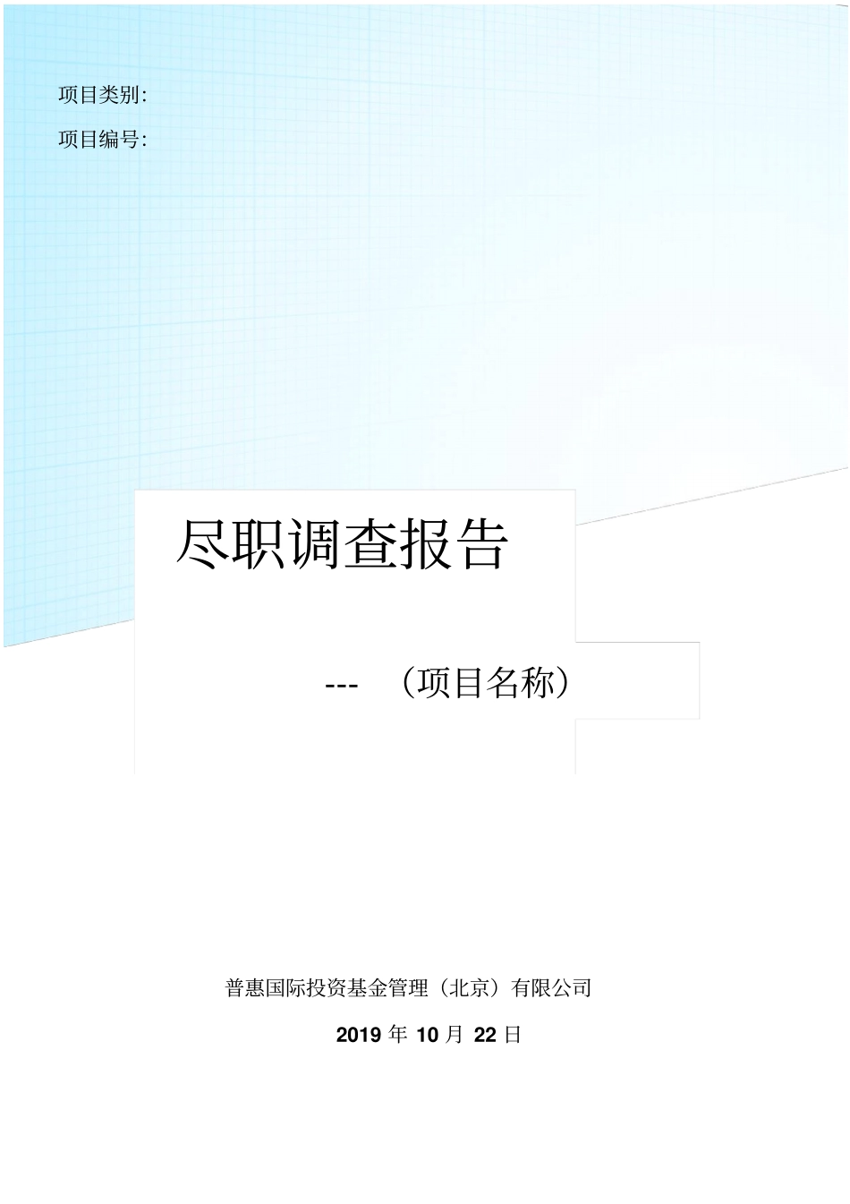 外资企业尽职调查报告范本18档_第1页