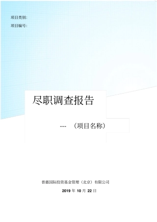 外资企业尽职调查报告范本18档