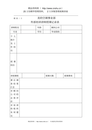 外部培训讲师授课记录表