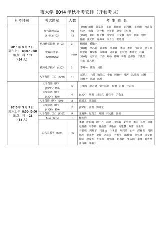 夜大学秋补考安排开卷考试