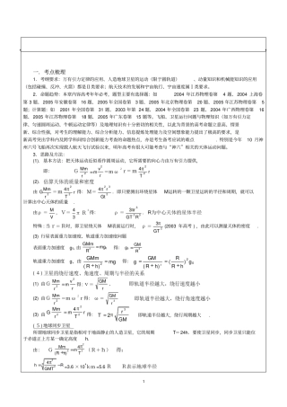 天体运动总复习绝对经典汇总
