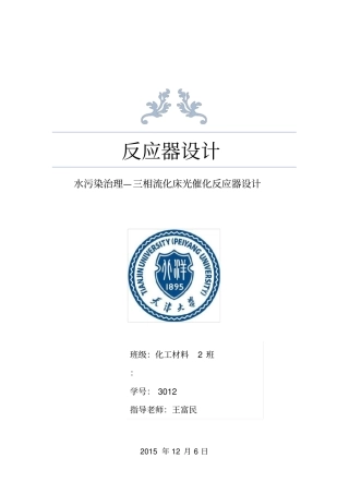天津大学反应器设计-三相流化床光催化反应器设计
