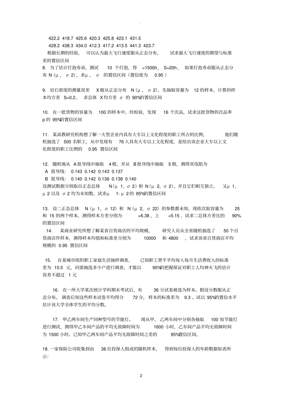 天津大学管理统计学试题汇总_第2页