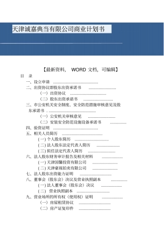 天津诚嘉典当有限公司商业计划书