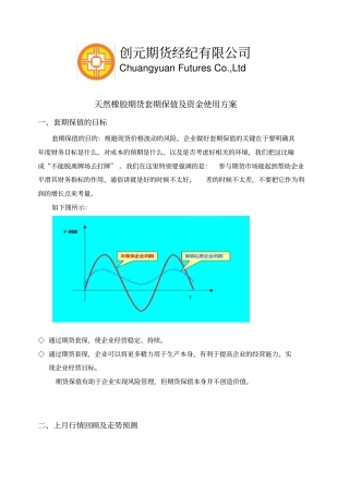 天然橡胶期货套期保值及资金使用方案