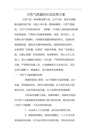 天然气泄漏应急处理方案