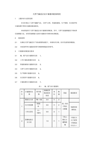 天然气输送企业计量器具配备规范学习
