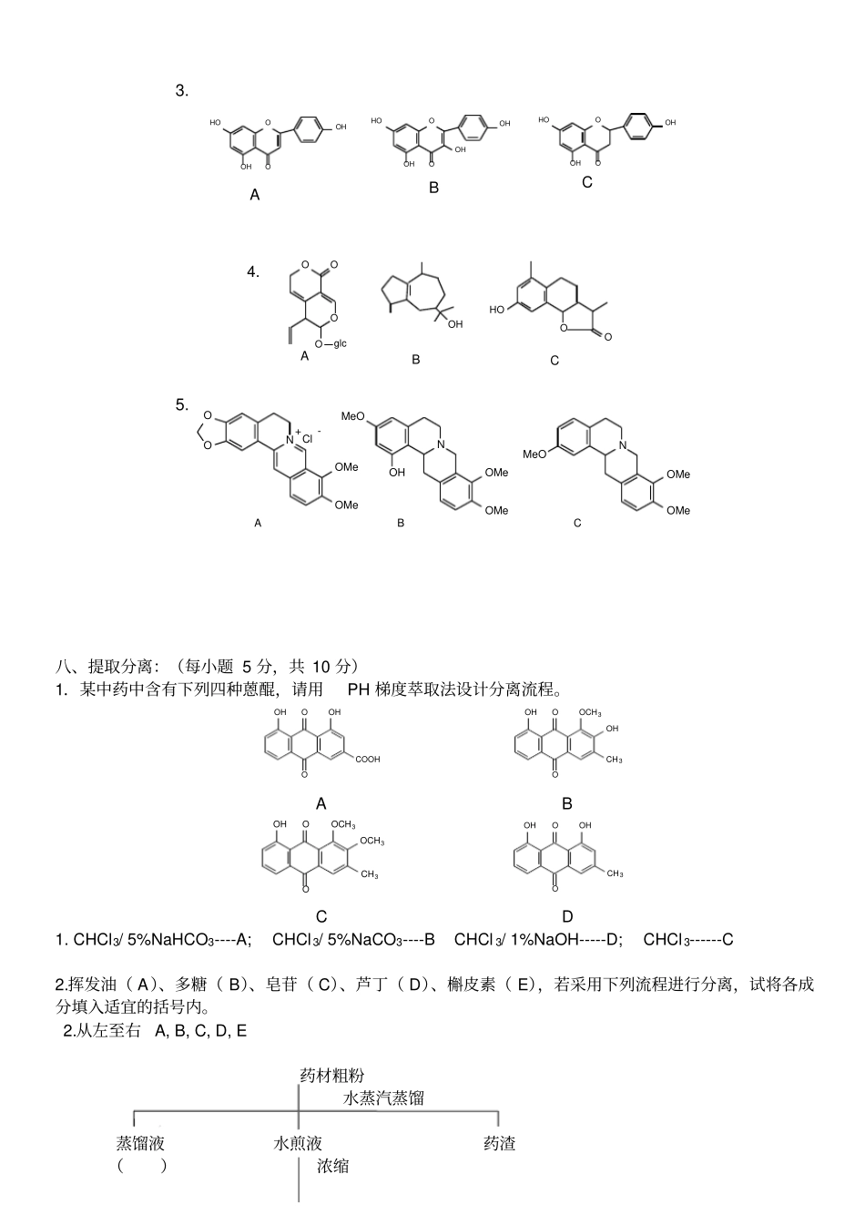 天然药物化学试题应用_第3页