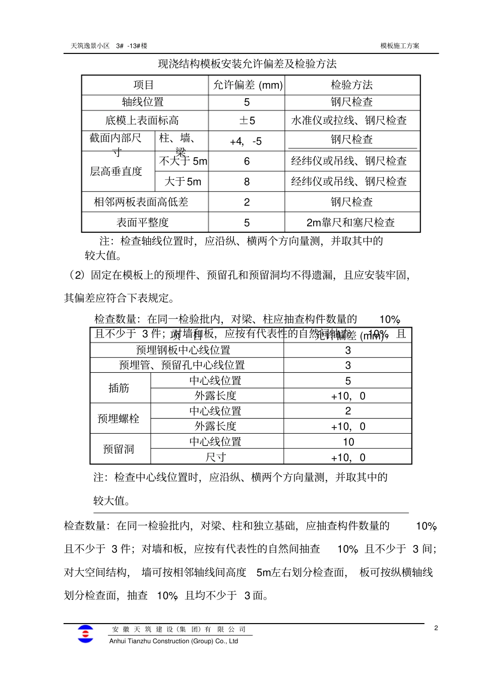 天筑逸景模板施工方案_第2页