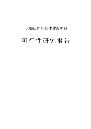 天赐田园综合体建设项目可行性研究报告