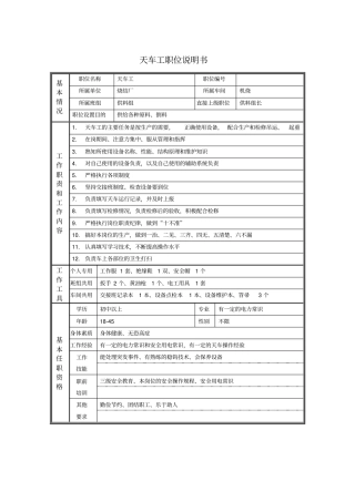 天车工职位说明书