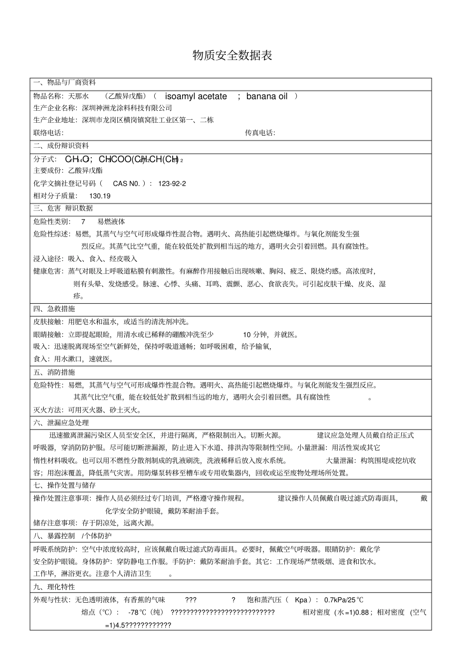 天那水物质安全数据表MSDS_第1页