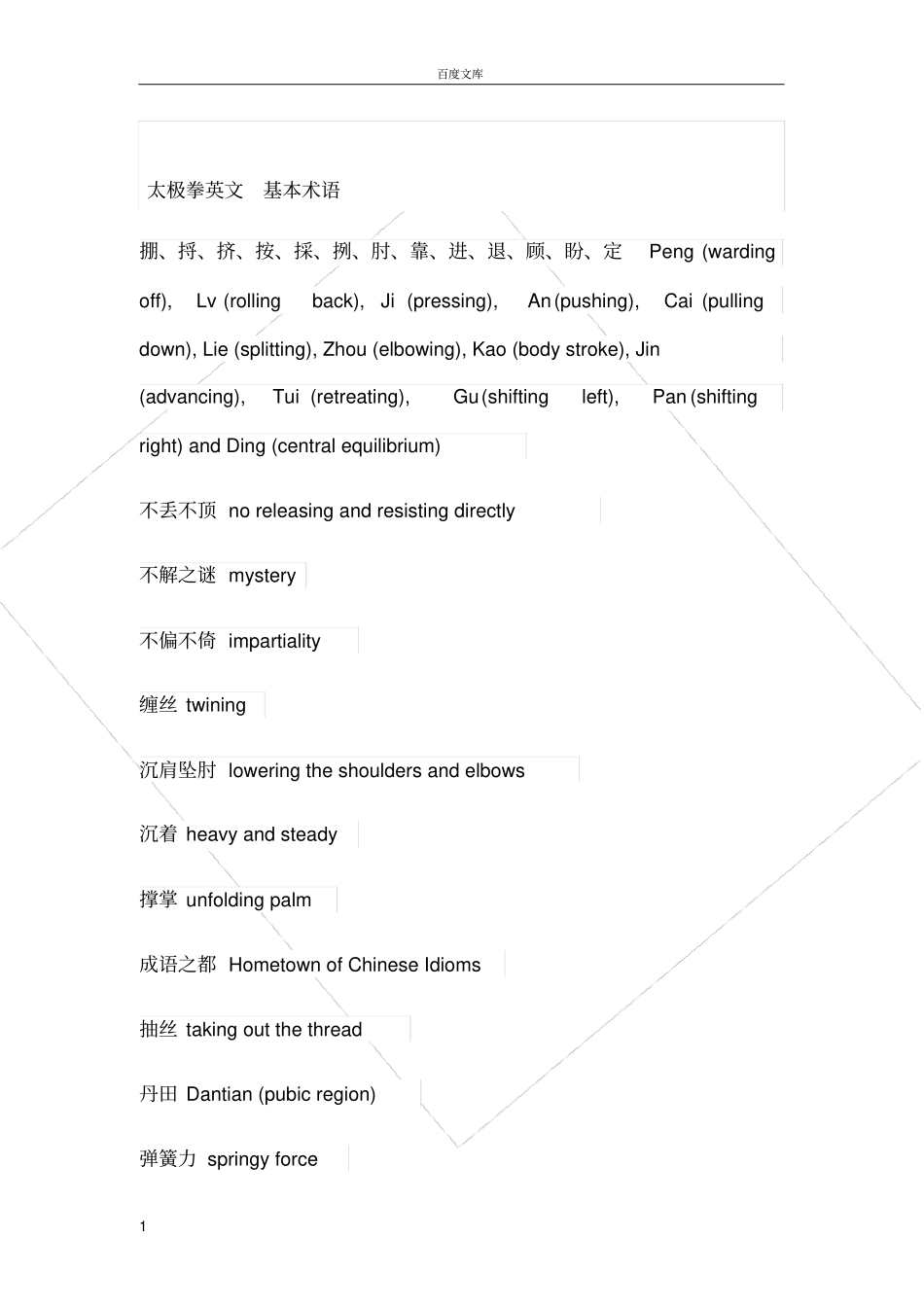 太极拳英文基本术语_第1页
