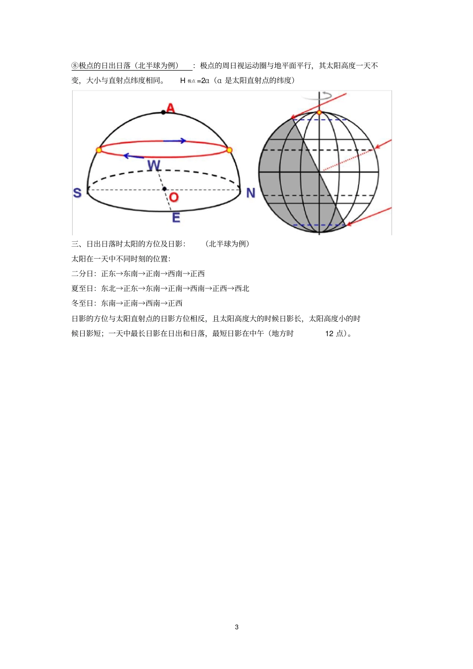 太阳周日视运动日出日落方位和日影问题_第3页